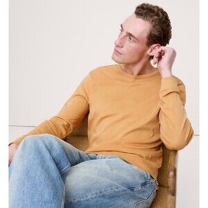 CUTS Clothing Men's AO PYCA Pro Curve Hem Crew Neck Shirt Mustard Yellow Medium